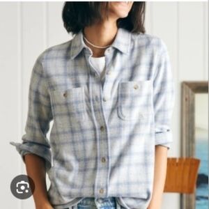 NWT Faherty Women's Soft Legend Sweater Shirt in Navy Blazer Stripe - Size XXL